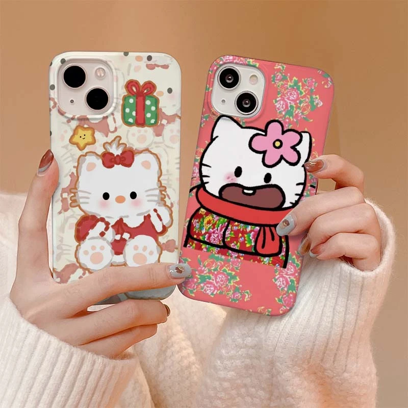 圣诞kt小猫【苹果】菲林手机壳全包边高颜值轻薄耐脏网红iPhone15