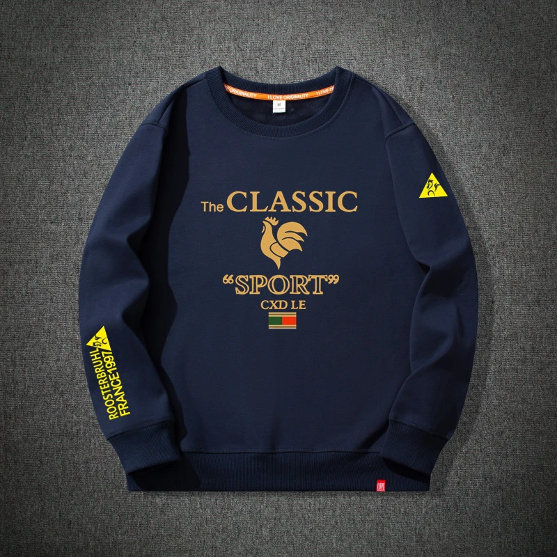 法国大公鸡潮牌男士圆领卫衣春秋新款宽松大码休闲运动长袖加绒潮