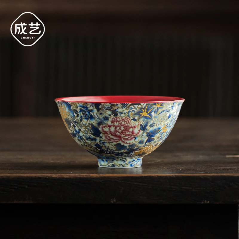 万花主人杯高端功夫茶具个人陶瓷必备泡茶器具斗笠茶杯中式小容量