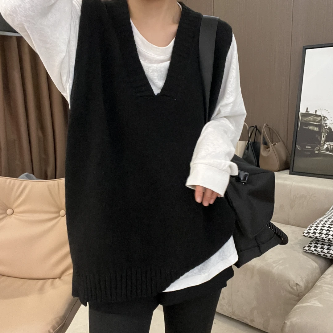 z-0029 大V领韩版百搭叠穿针织坎肩毛衣马甲