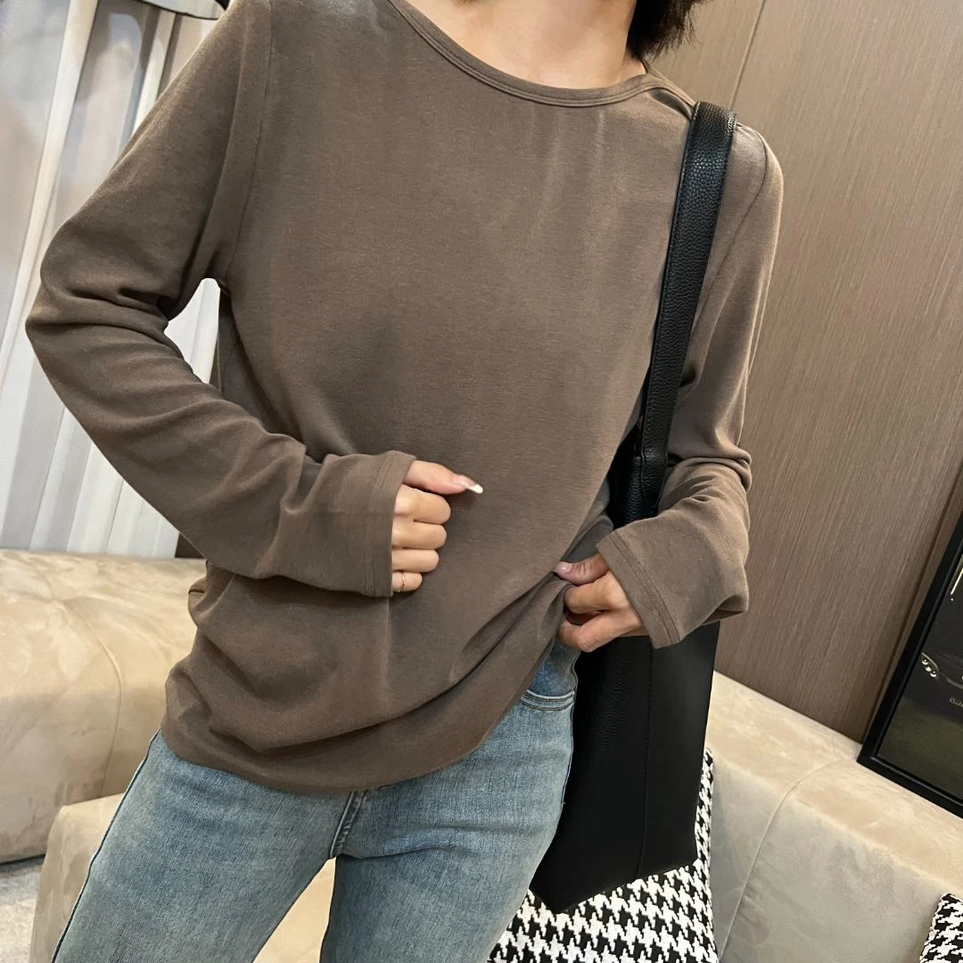 23204   春秋新款休闲时尚撞色U领长袖T恤