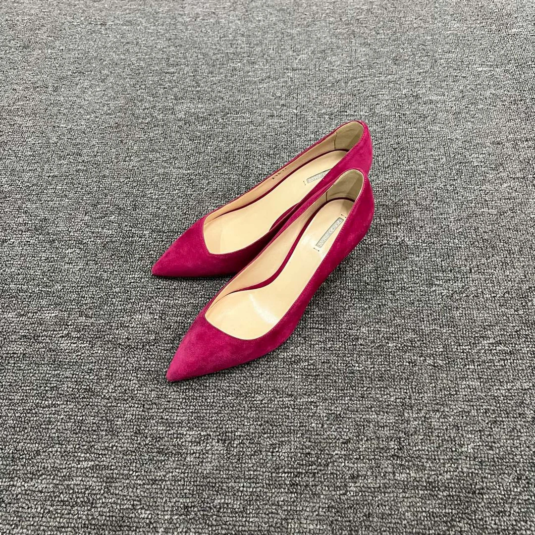 ARMANI 阿玛尼 玫红色植绒高跟鞋 35.5码/98新/公价6800/无配件