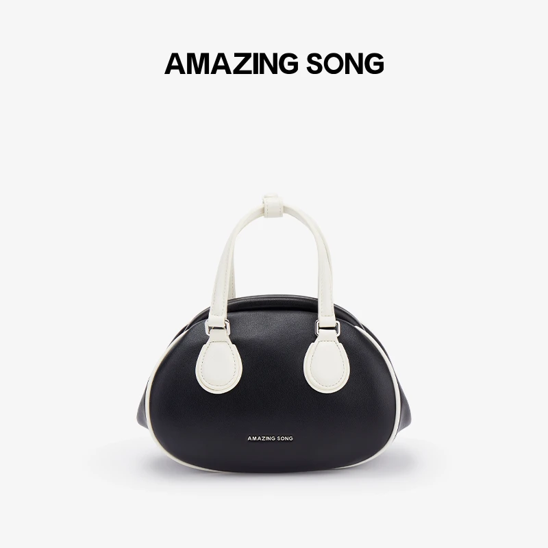 Amazing Song泡芙包小号新款时尚小众原创设计牛皮通勤手提包包女