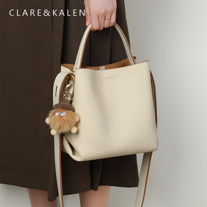 ClareKalen菜篮子包包女款手提式水桶包女士休闲单肩包生日礼物