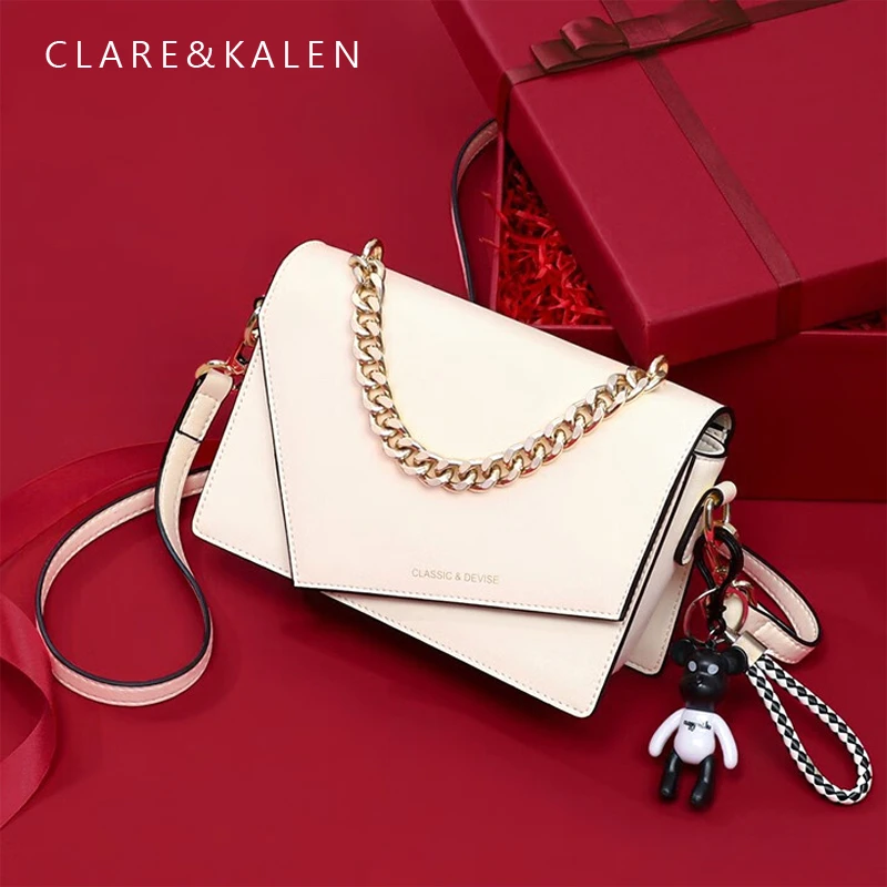 ClareKalen新款百搭包包女包时尚单肩斜挎包真皮小方包圣诞送女友
