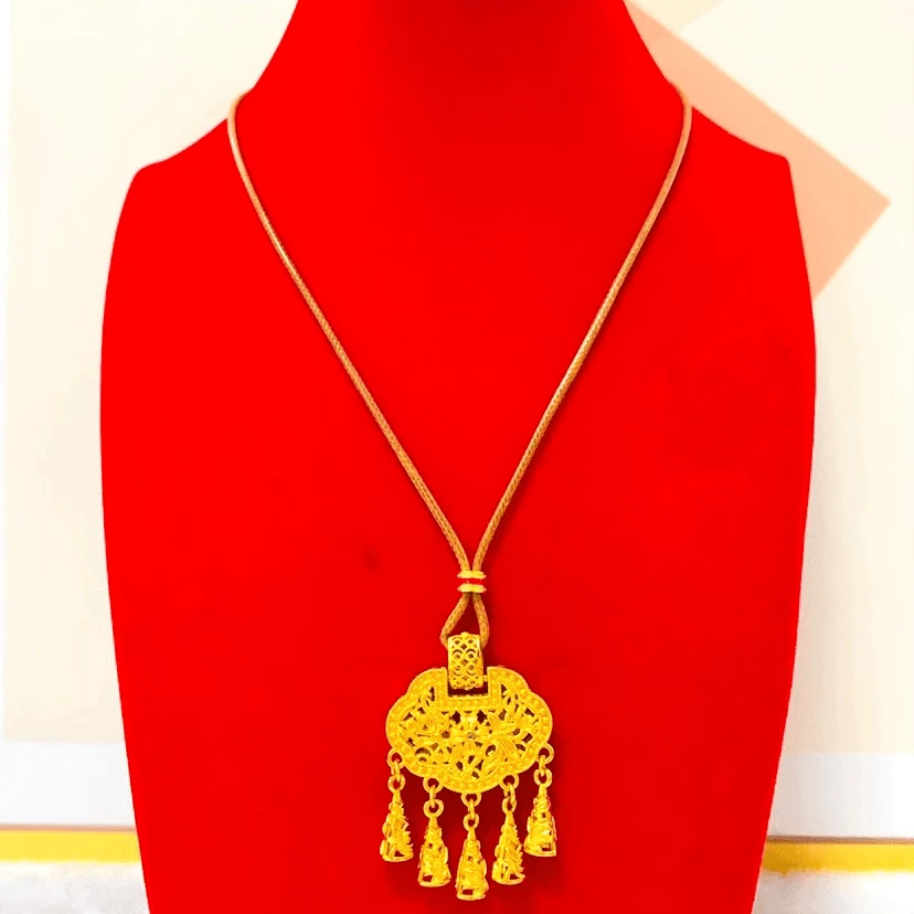 铜合金吊坠 花枝如意流苏锁包编织绳款