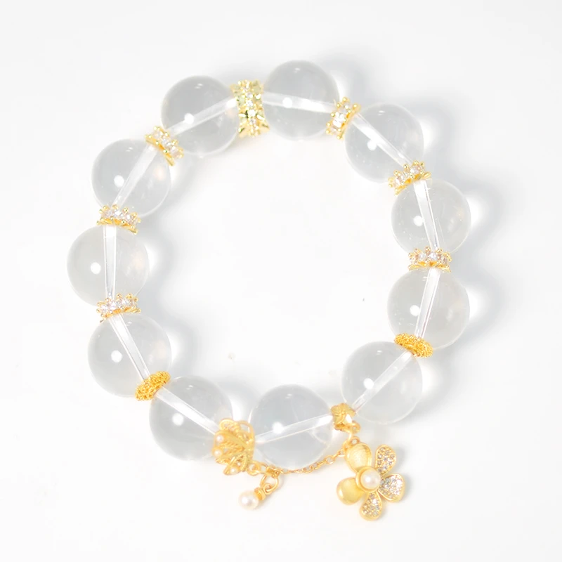 非金属布艺手链 【凰世今传】天然金沙白7A级净体圆珠手串15mm