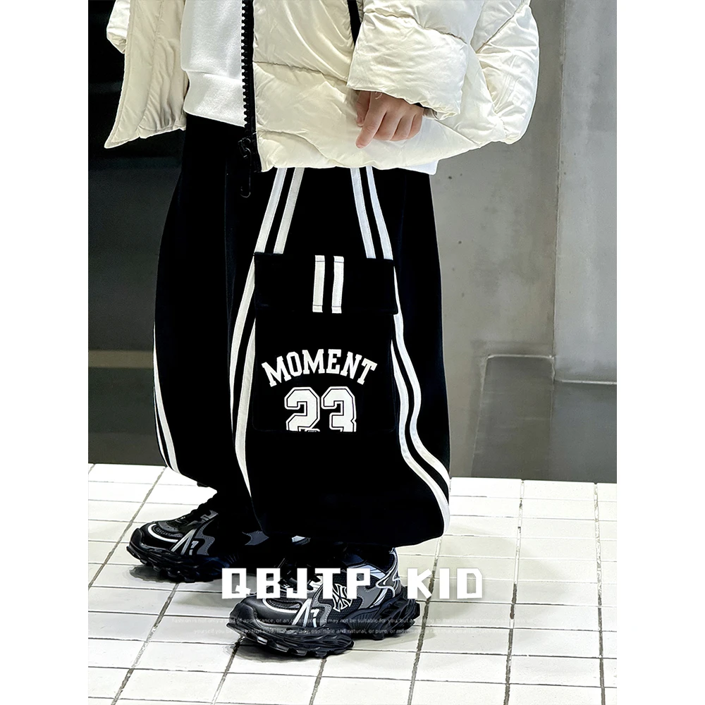 Q宝家童品11月新款 男童工装卫裤冬季加绒裤子儿童百搭时尚休闲裤