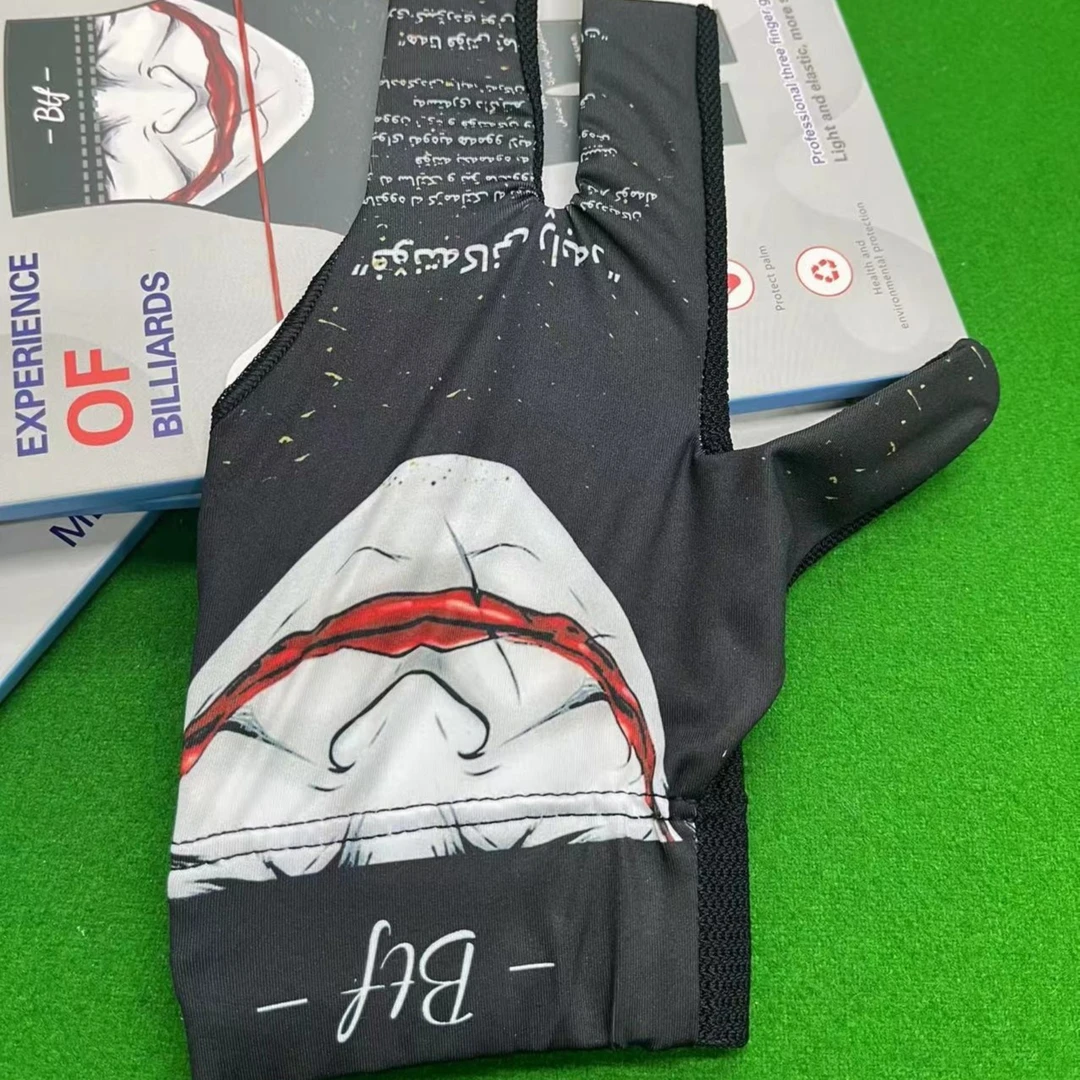 台球手套蝴蝶BTF露指左右手灰色中大码专业高档L网纹手套三指手套