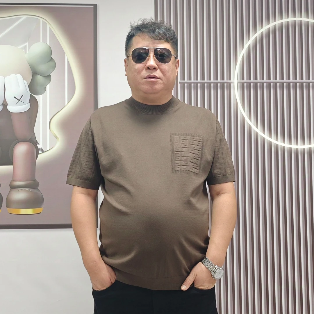 男士时尚百搭加肥加大休闲宽松胖子圆领纯色男针织国风大码男装FP