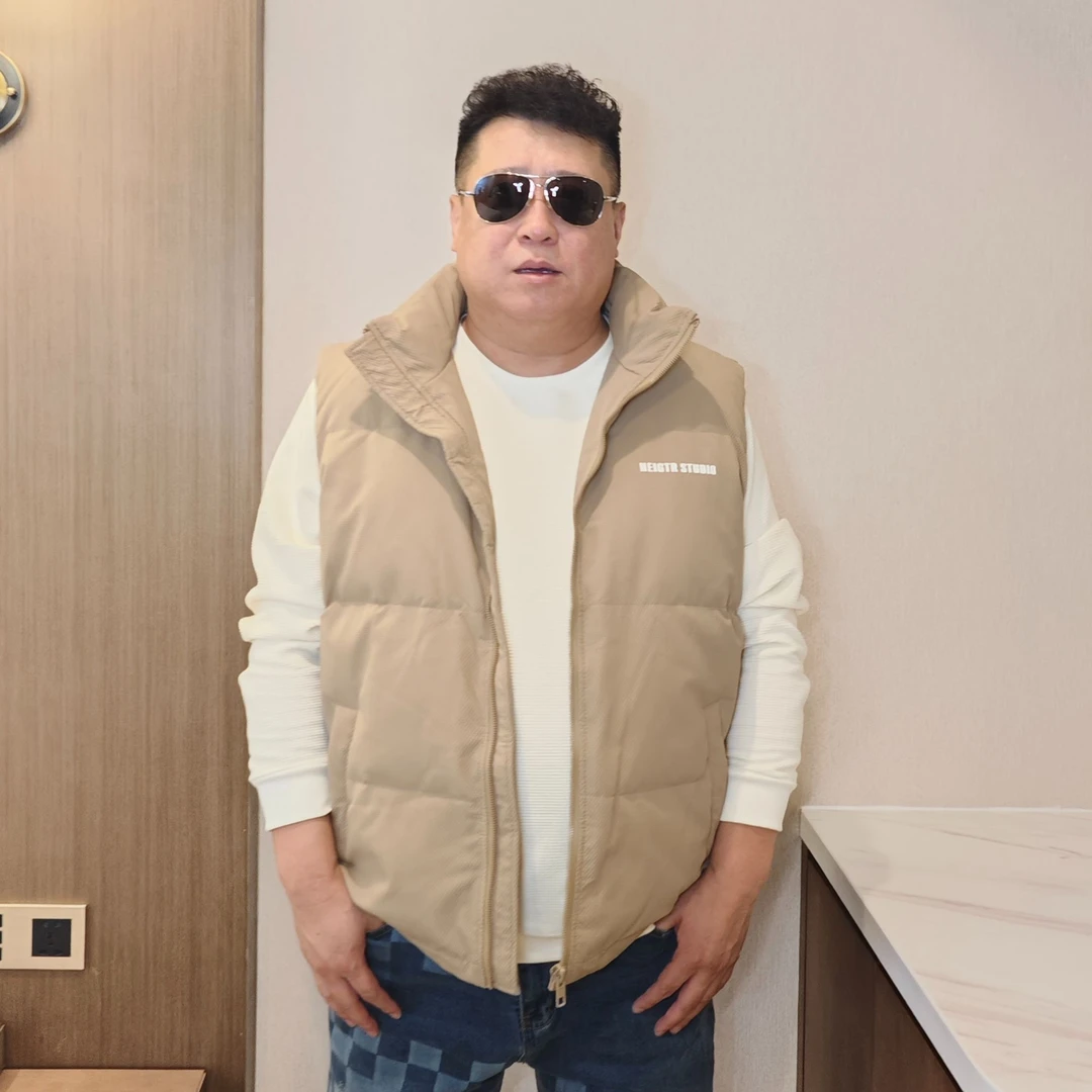 大码男士时尚百搭潮流保暖立领纯色秋冬季加肥加大休闲背心宽松LP