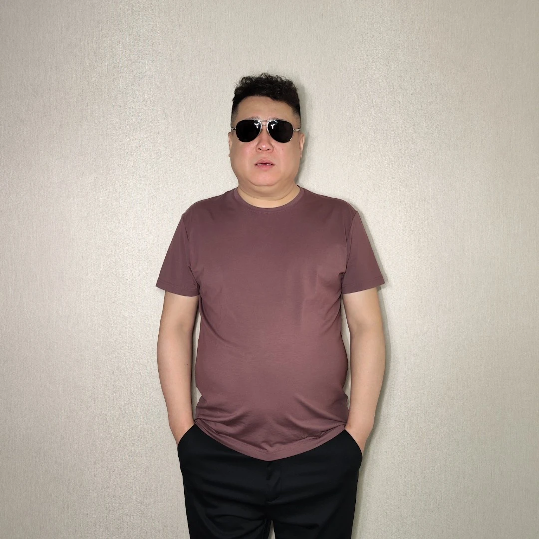男士时尚夏季百搭修身胖子圆领纯色丝光棉男款上衣短袖大码男装FP