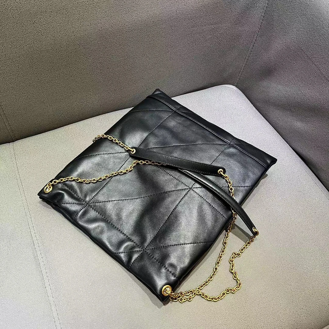 【B068-67772】新款单肩时尚女士包真皮菱格绣线大容量托特包