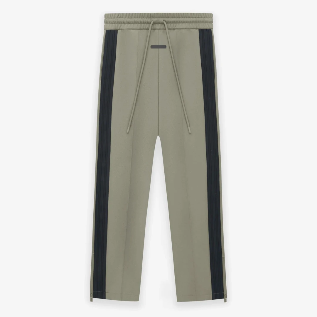 087 侧边定织弹力三道杠 拼色 运动长裤 黑色 杏色