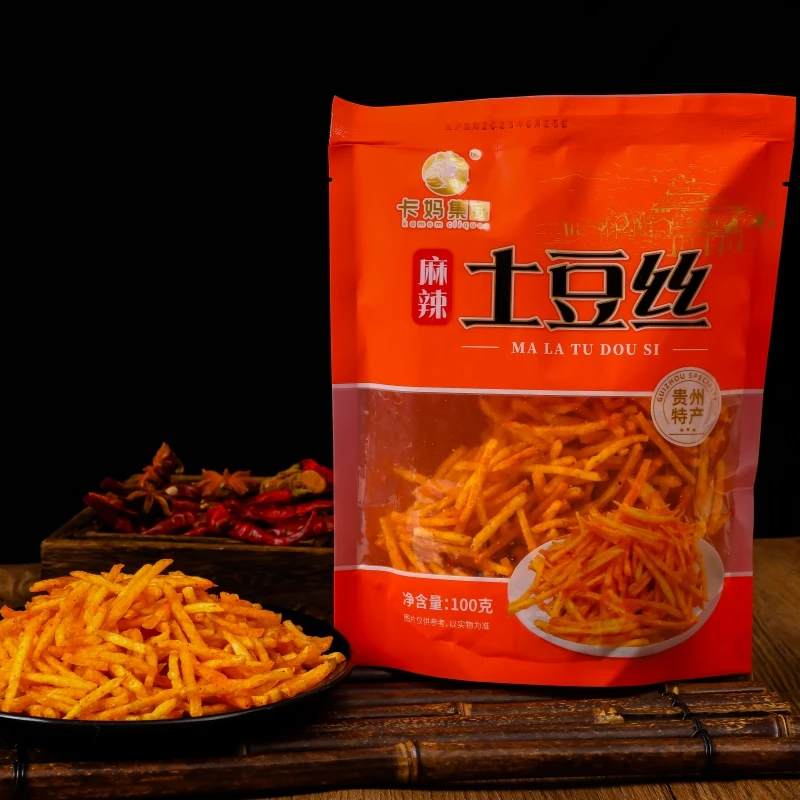 【卢卡姥姥推荐】卡妈农家麻辣味原味土豆片土豆丝净含量100g*4袋