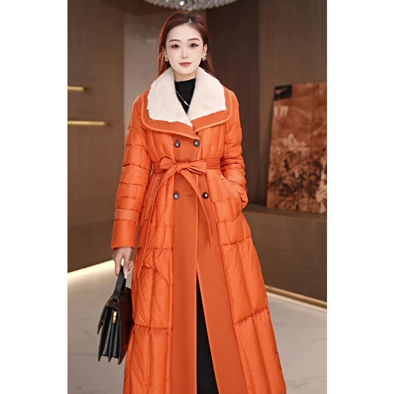 鹅绒服外套冬季韩版修身显瘦时尚百搭加厚气质过膝羽绒服