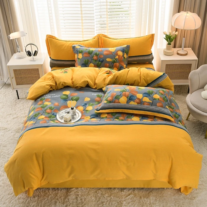 全棉被套四件套加厚磨毛全棉四件套春秋冬高档四件套床上用品