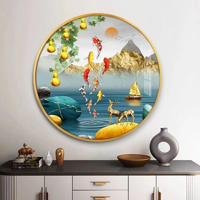 入户玄关装饰画现代简约正对门走廊过道墙画客厅晶瓷镶钻挂画挂件