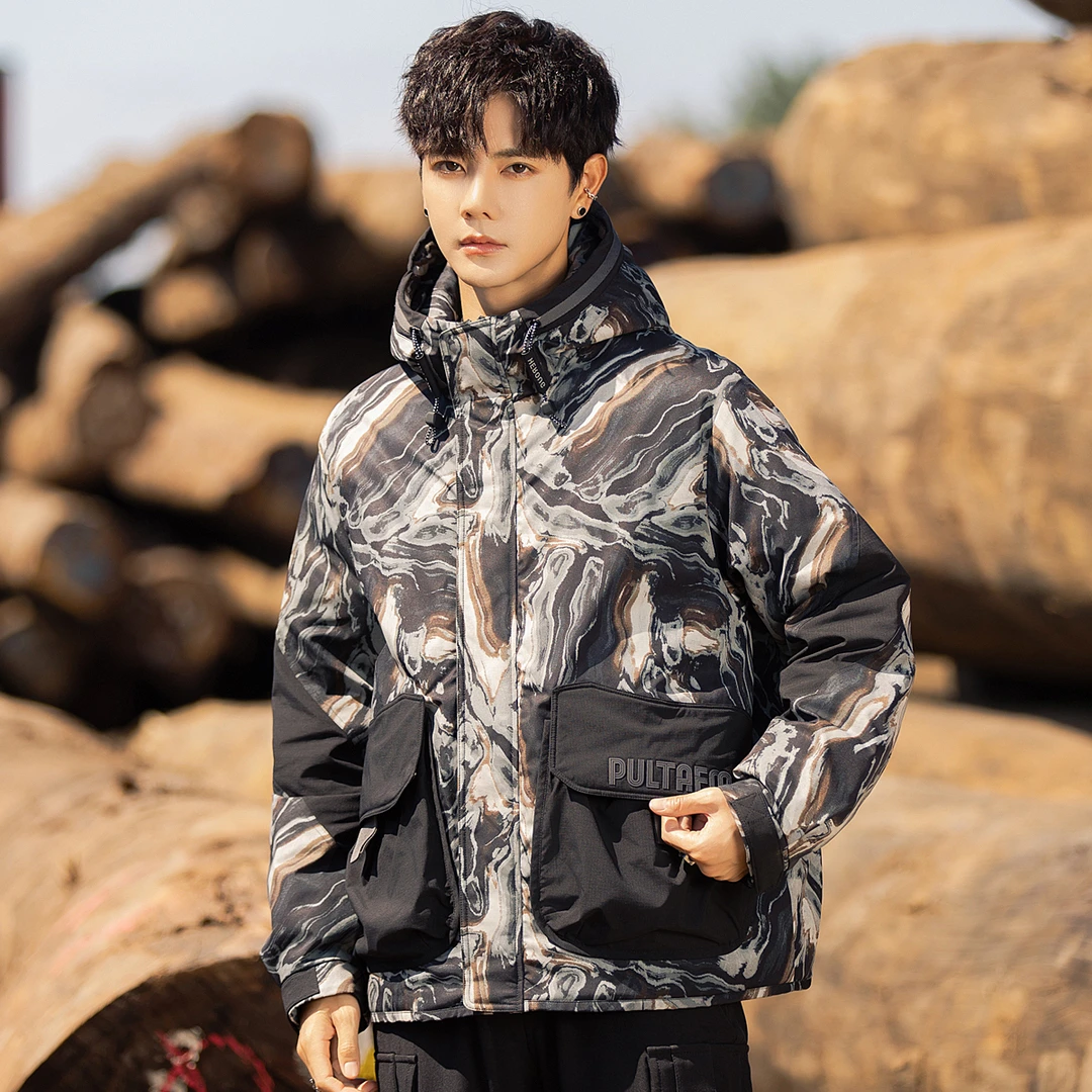 爆款90白鸭绒男士连帽羽绒服2024新款冬季休闲加厚保暖冬装外套男