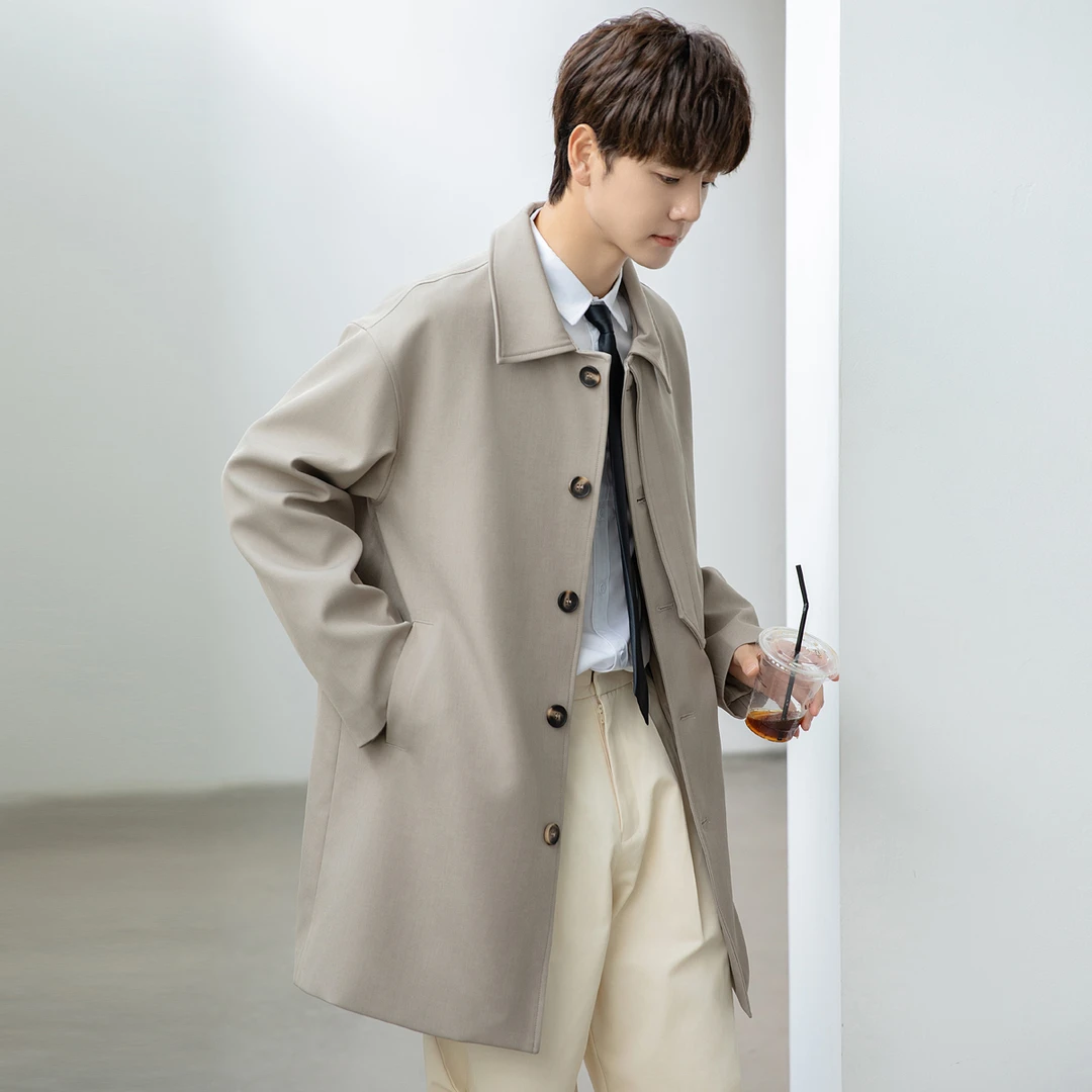 2025春季新款英伦风男士中长款风衣高档休闲痞帅高级感百搭外套