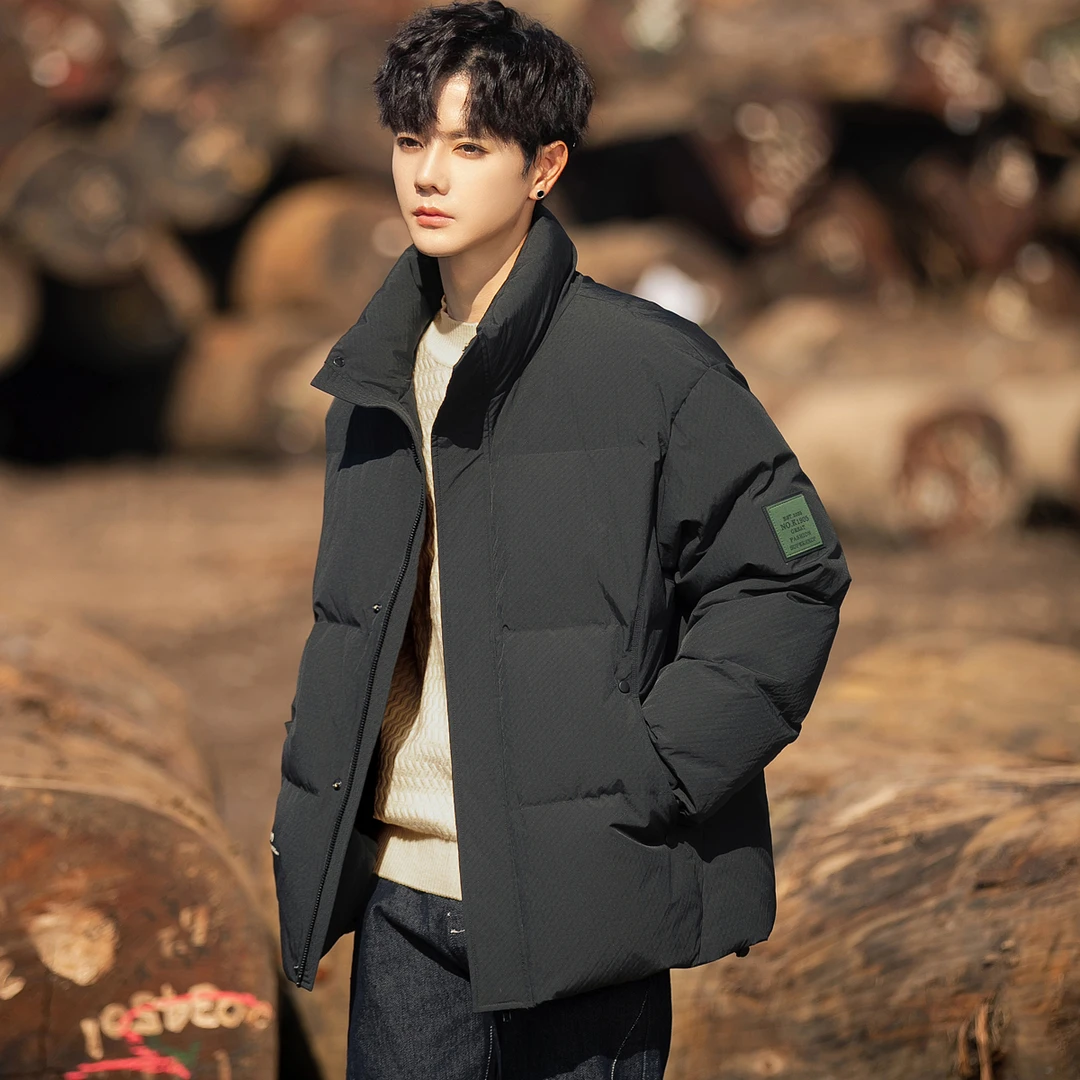 立领羽绒服90鸭绒正品2024冬季新款男士轻熟风黑色商务休闲外套男