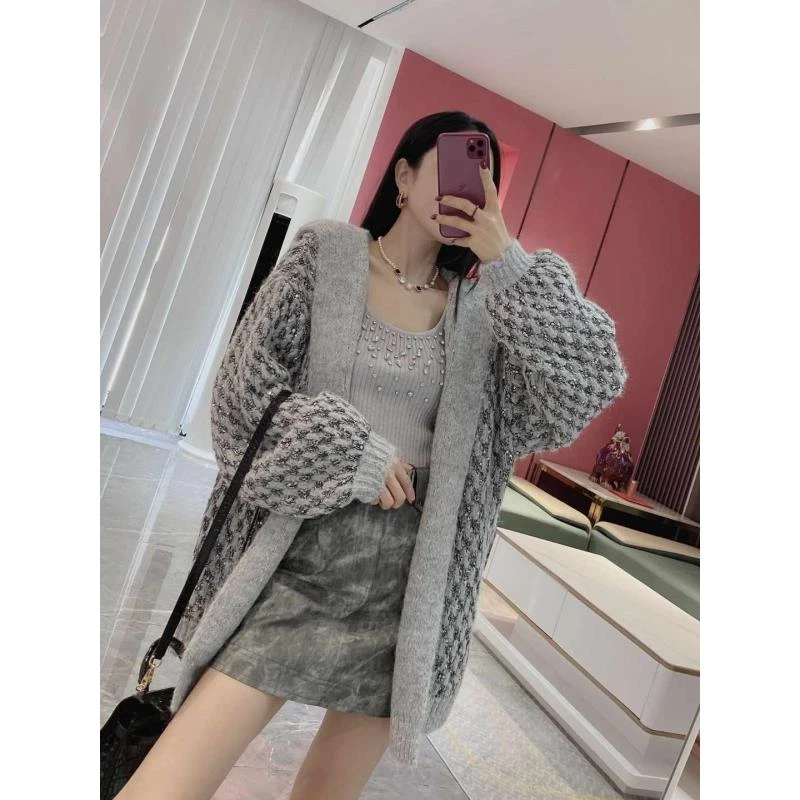 重工时尚亮片连帽开衫外套5007