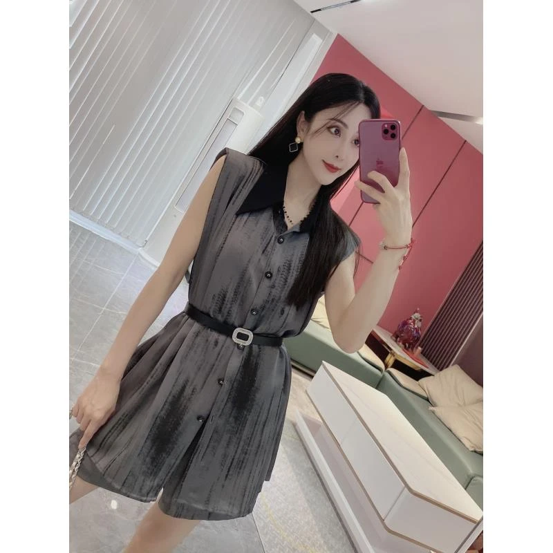 【枫林尽染】晕染拼色领上衣+后松紧短裤两件套（YD55）66322