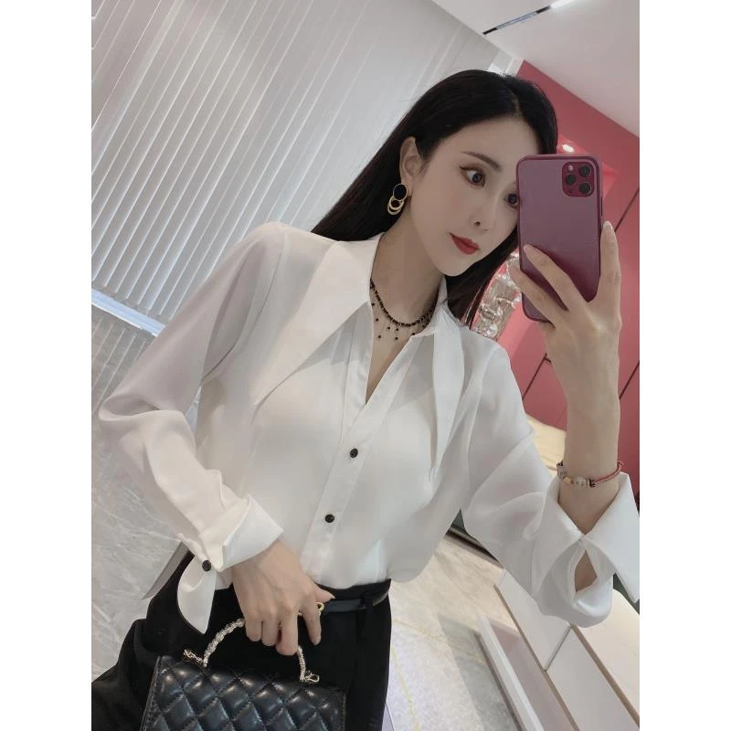 【时尚尖领】尖领收腰显瘦百搭衬衫H32