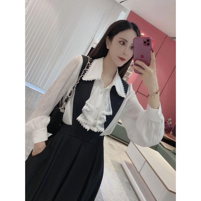 【法式女孩】后拉链大摆长款气质背带连衣裙6996