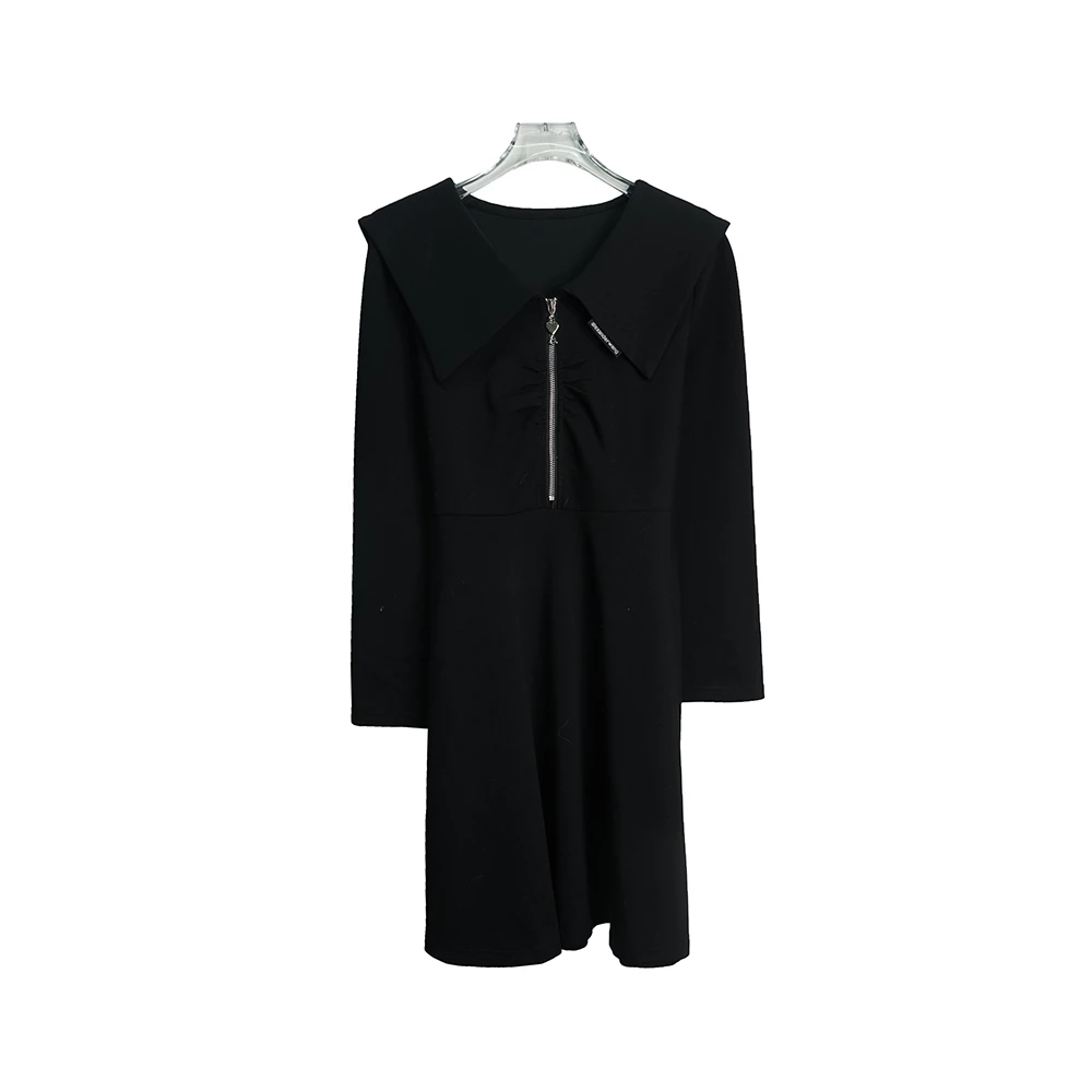 时尚潮流气质小香风黑色连衣裙E8831