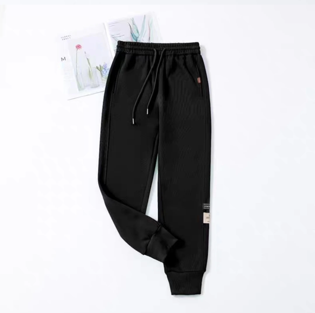 X3521【冬季新款】时尚黑色宽松休闲束脚显瘦加绒百搭运动卫裤