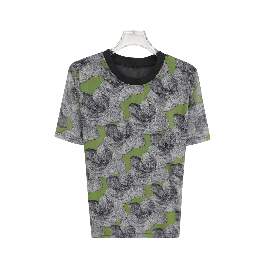 宽松圆领拼接舒适休闲宽松垂感T恤S1103