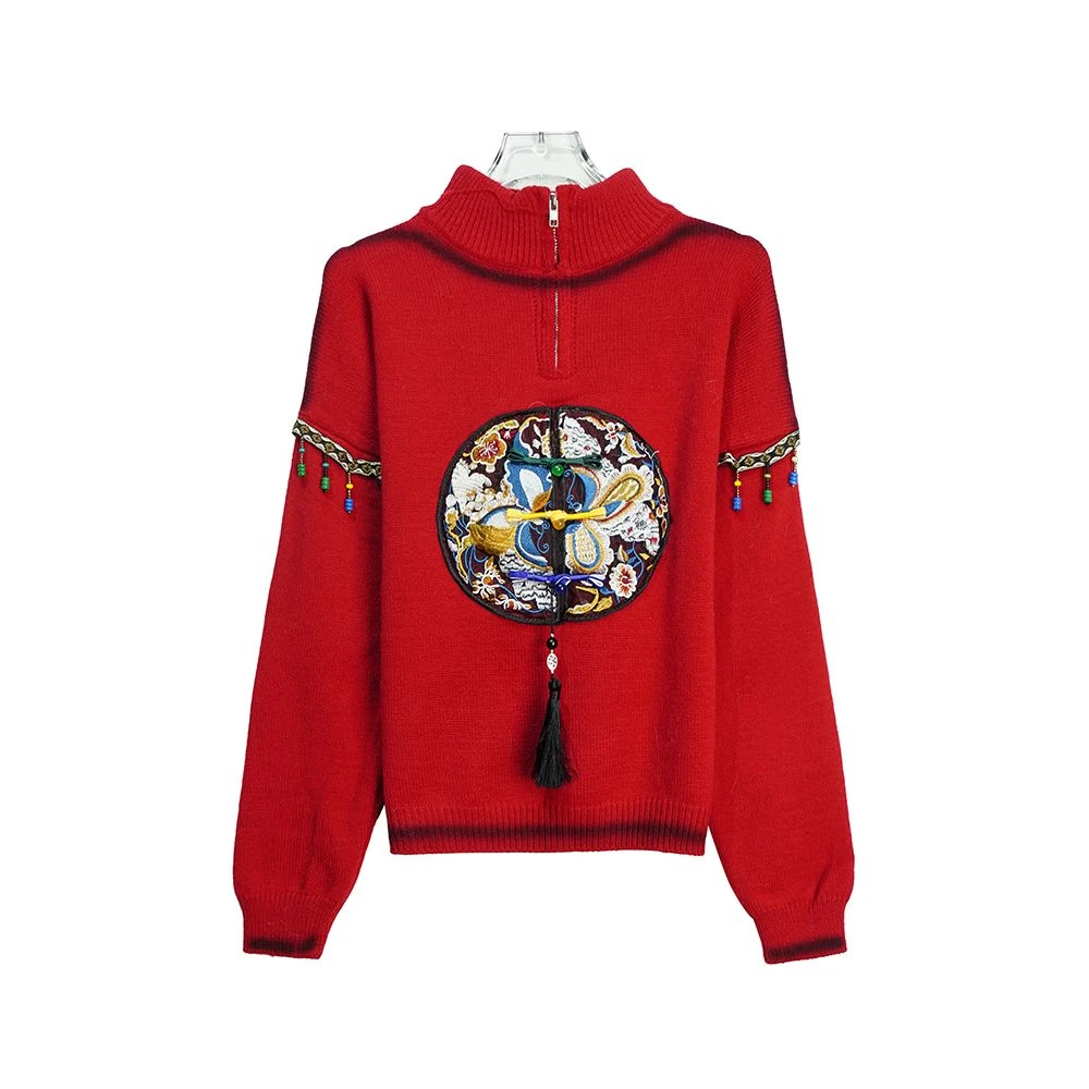 X24695国风民族风毛衣盘扣刺绣独特上衣3D