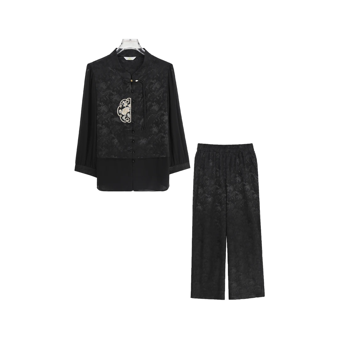 新中式国风气质盘扣提花上衣套装S461