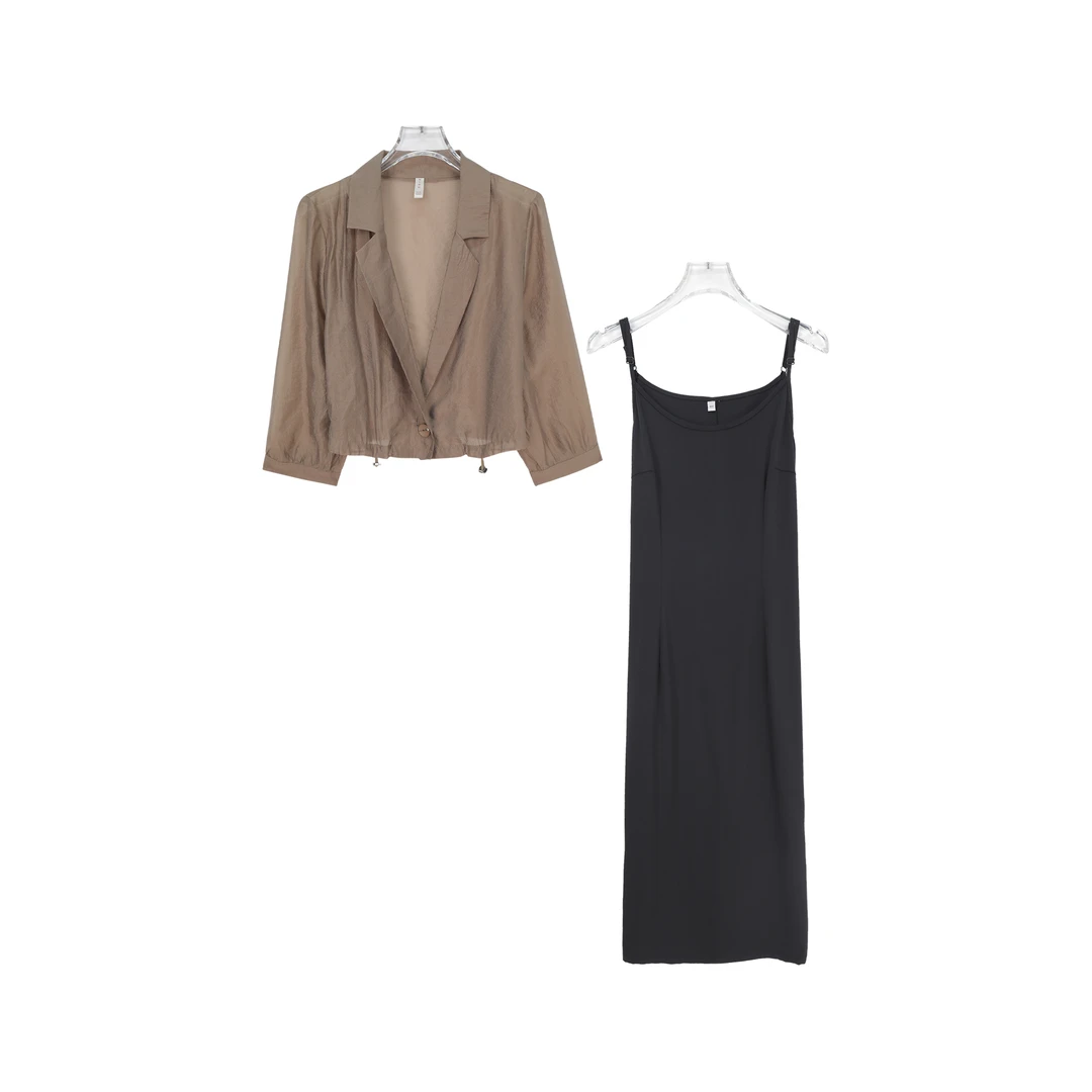 高级感百搭复古时尚气质小衫外套显瘦吊带裙两件套Z88