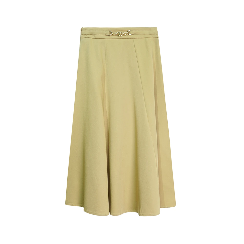 X23701【上新】设计感链条高腰通勤显瘦百搭伞裙中长款半身裙3Q