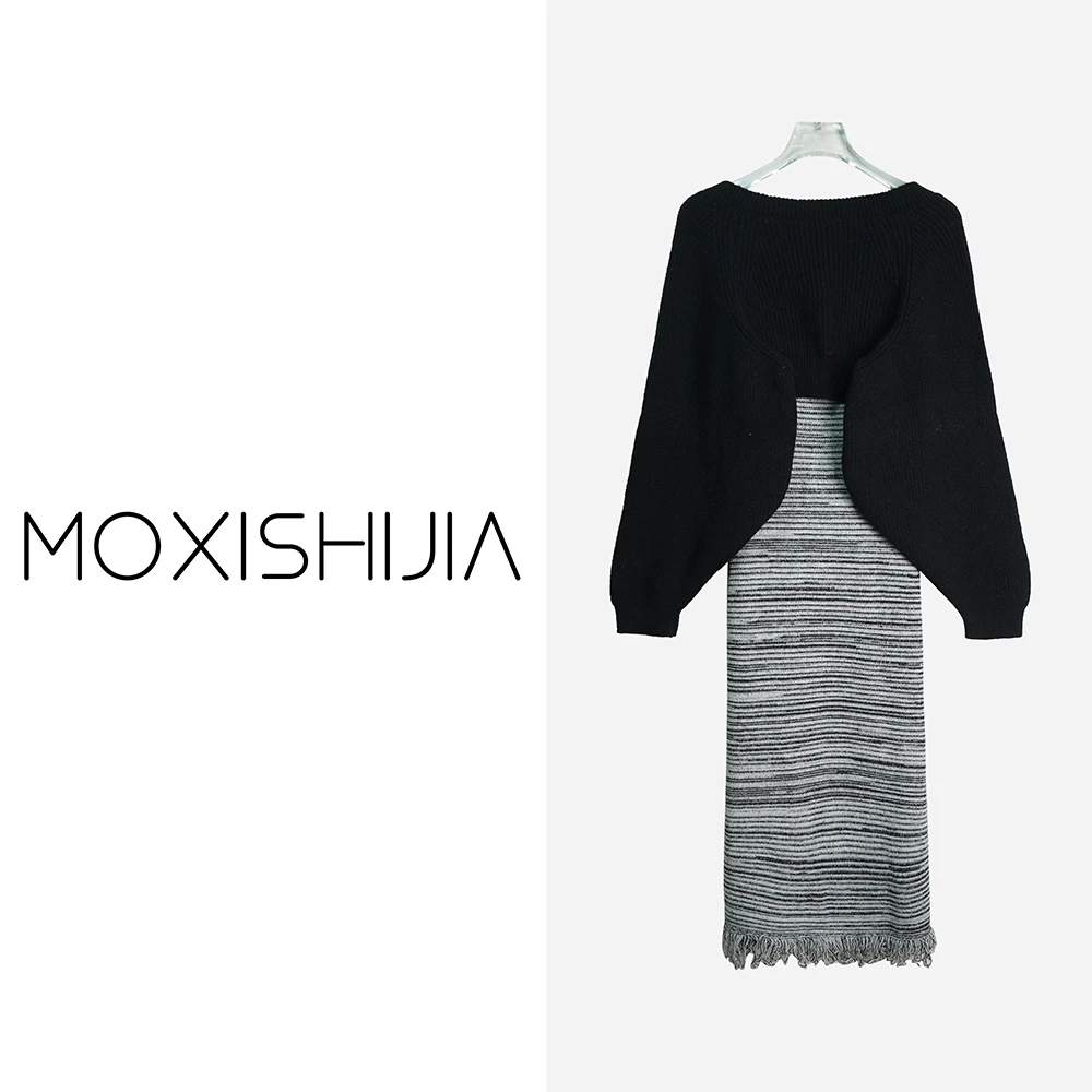 X24261【上新】法式气质复古条纹小众显瘦百搭洋气连衣裙3Q