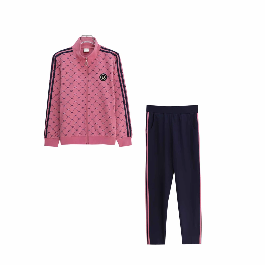 时尚洋气印花外套休闲裤减龄宽松运动套装两件套S2859