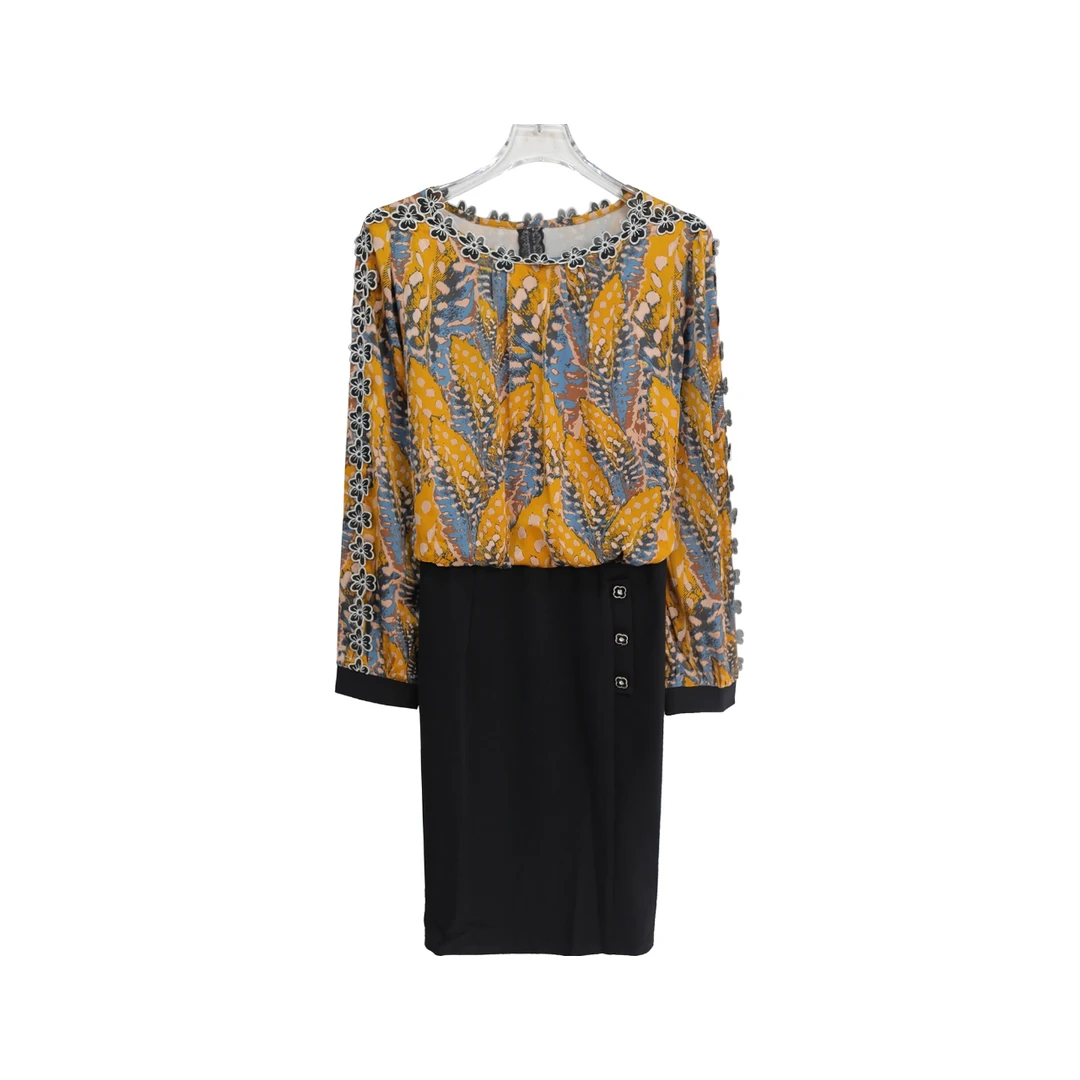 时尚高级感印花花边设计感御姐风连衣裙S4248