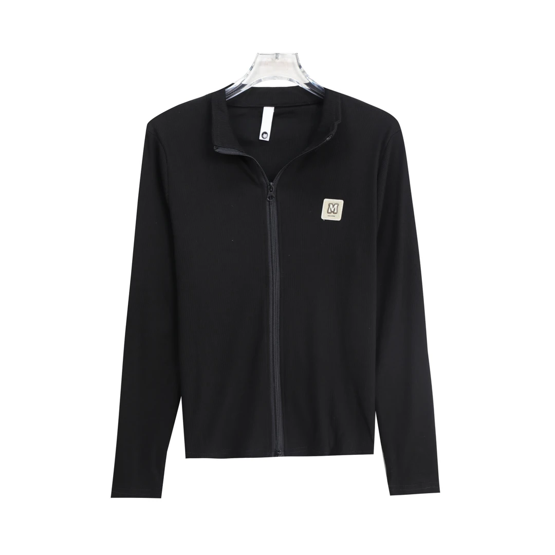 法式双拉链立领t恤长袖设计感显瘦开衫S4617