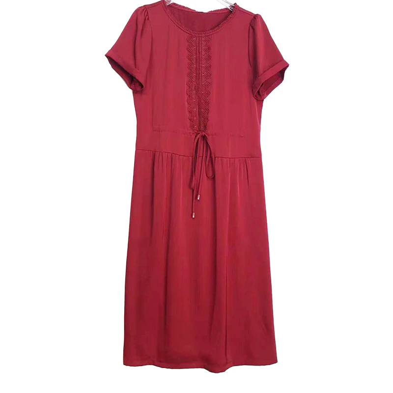 时尚显瘦气质红色洋气连衣裙E3659