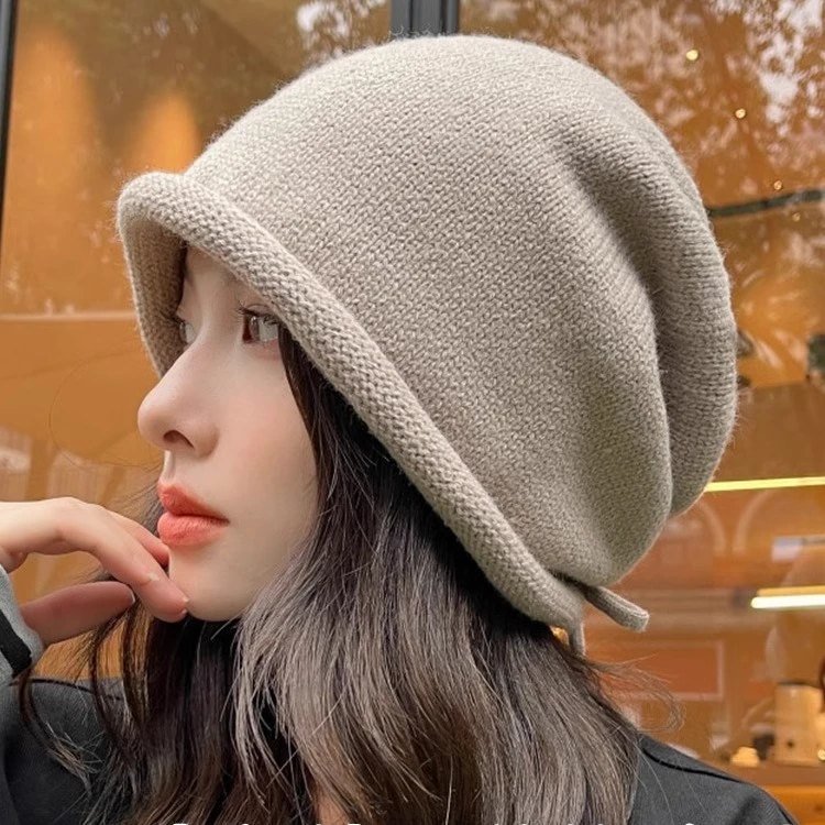 2024新款堆堆帽秋冬针织卷边保暖帽子女时尚百搭冷帽大头围显脸小