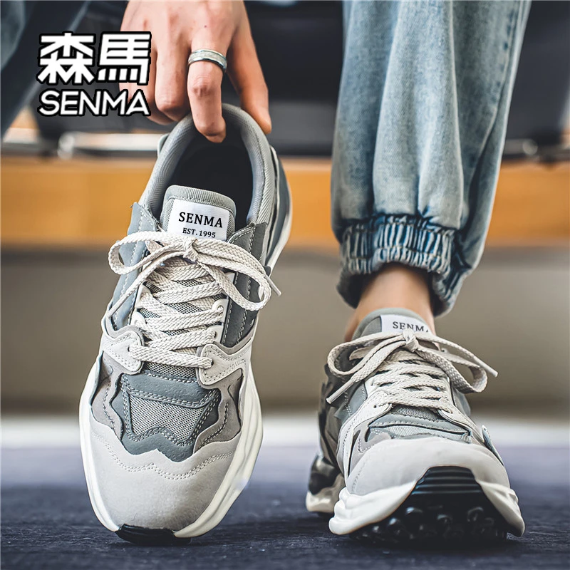 SENMA/森马春季秋季透气2024新款男士运动跑步男款厚底百搭老爹鞋