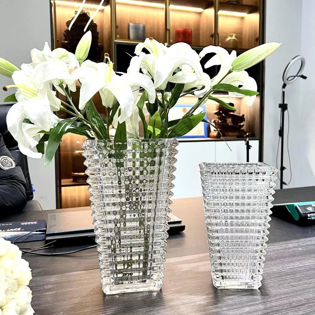 39  清新欧式玻璃花瓶 创意轻奢客厅方形花瓶 鲜花富贵竹