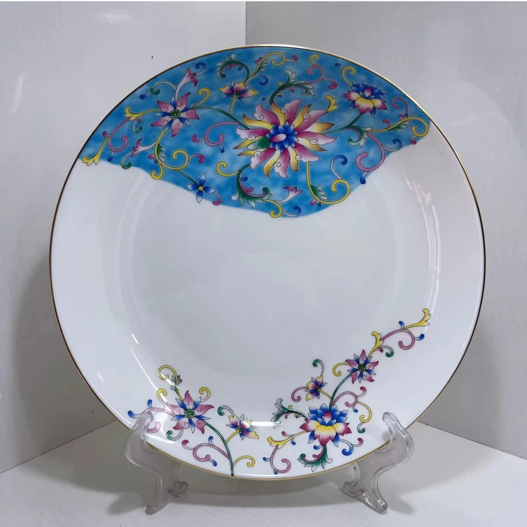 鼎盛瓷业「珐琅彩系列」餐具单品 新中式盘碟 缠枝莲 轻奢 家用