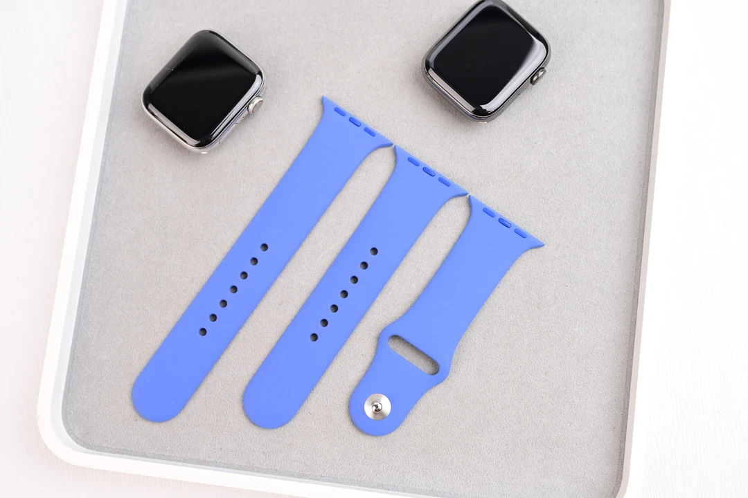 准新品 Apple/苹果 亚麻蓝色苹果watch原装硅胶表带全新散装三节