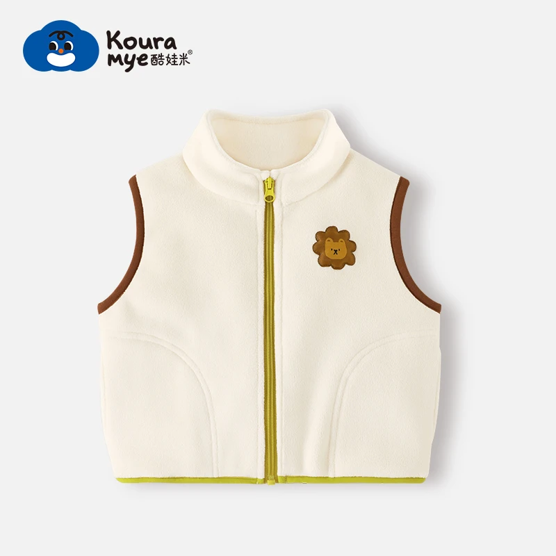 酷娃米女童男童2023秋冬季新款韩版儿童洋气摇粒绒背心马甲