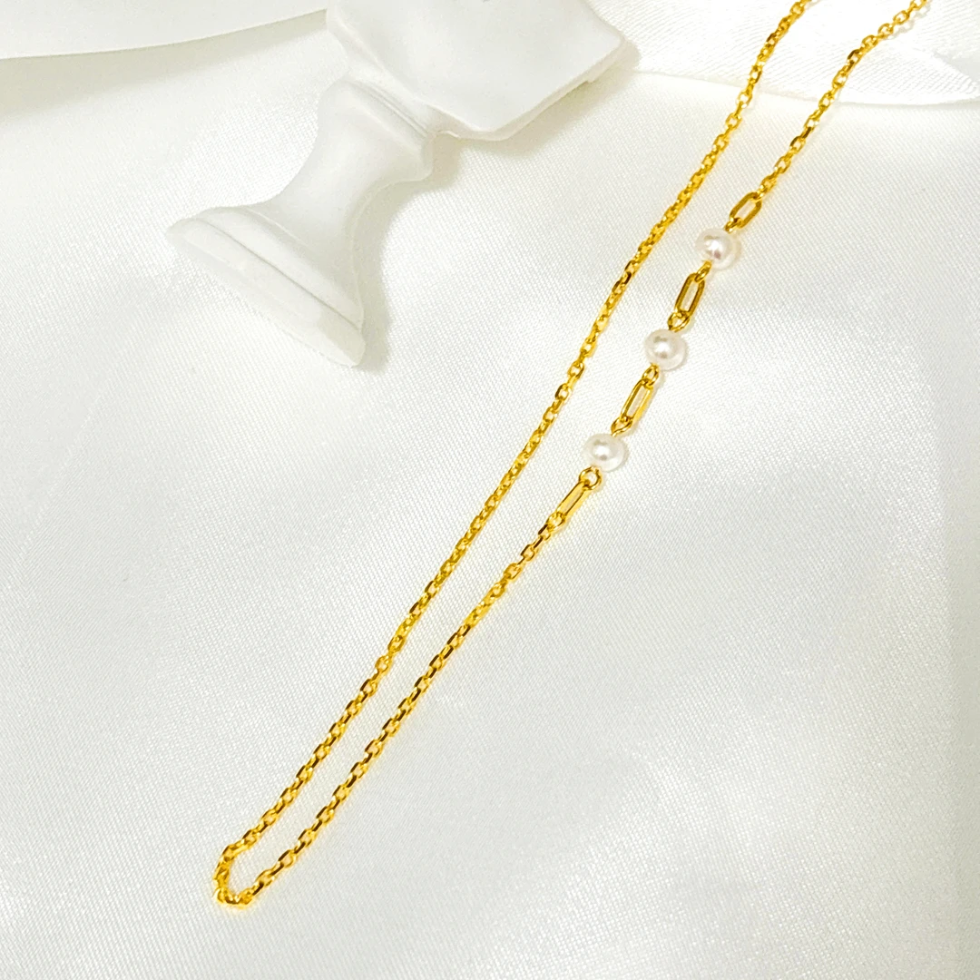 足金999 月光曲珍珠项链 龙虾扣 带证书钢印