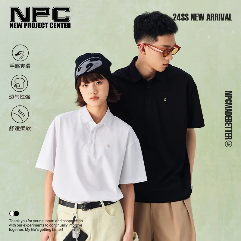 NPC潮牌胸前金线刺绣【火烧】丝光棉polo男潮流柔软舒适NP41TE72 J