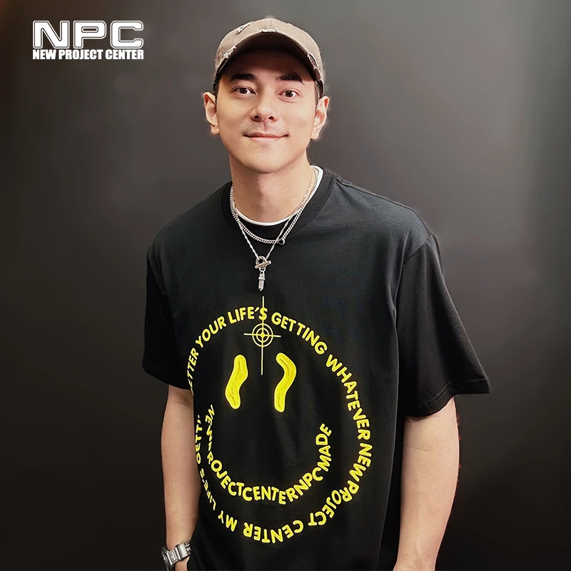 NPC潮牌笑脸印花纯棉圆领短袖T恤休闲上衣春夏情侣装潮流NP34TE05